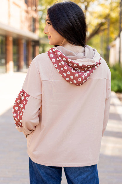 Threaded Pear Hallie Star Pattern Drawstring Hoodie