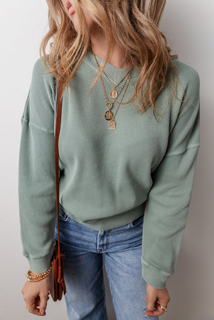 Threaded Pear Halo Knit Drop Shoulder Top