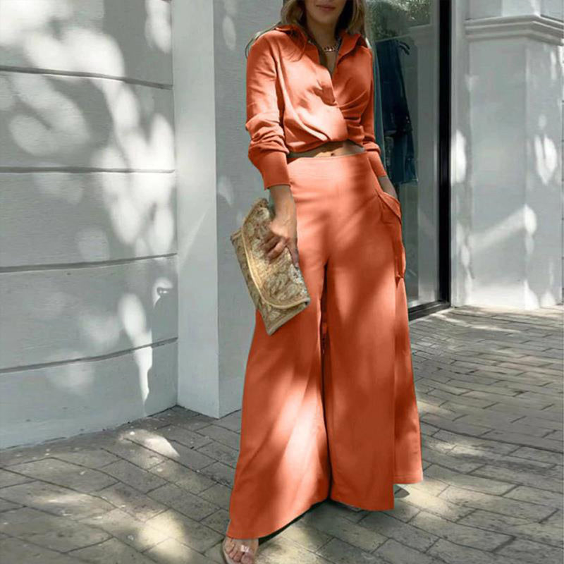 Women's Plus Size Wide Leg Elegant Pant Set