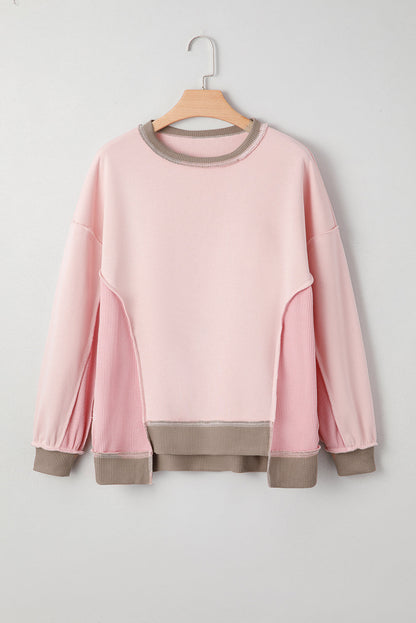 Threaded Pear Lina Waffle Patchwork Oversize Sweatshirt