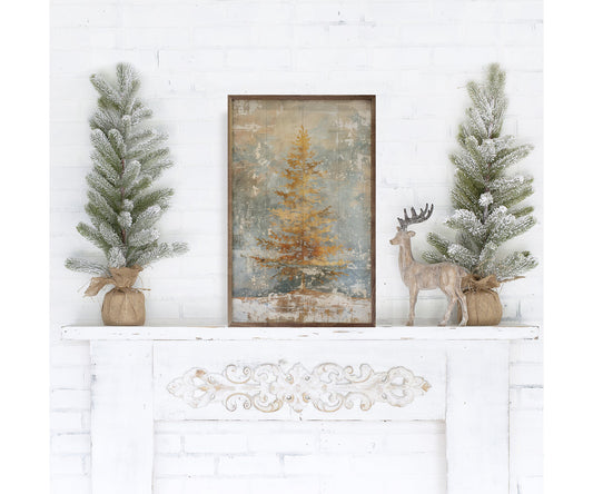 Kendrick Home Distressed Gold Tree I By Petals Prints Design