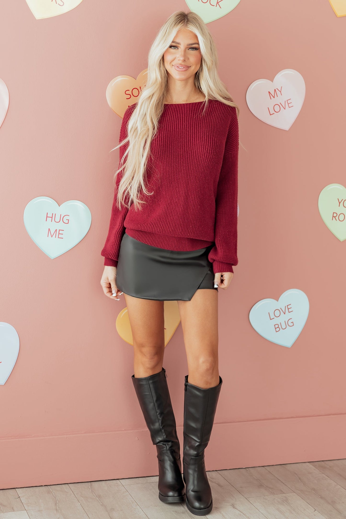 Threaded Pear Rosalina Backless Drop Shoulder Sweater