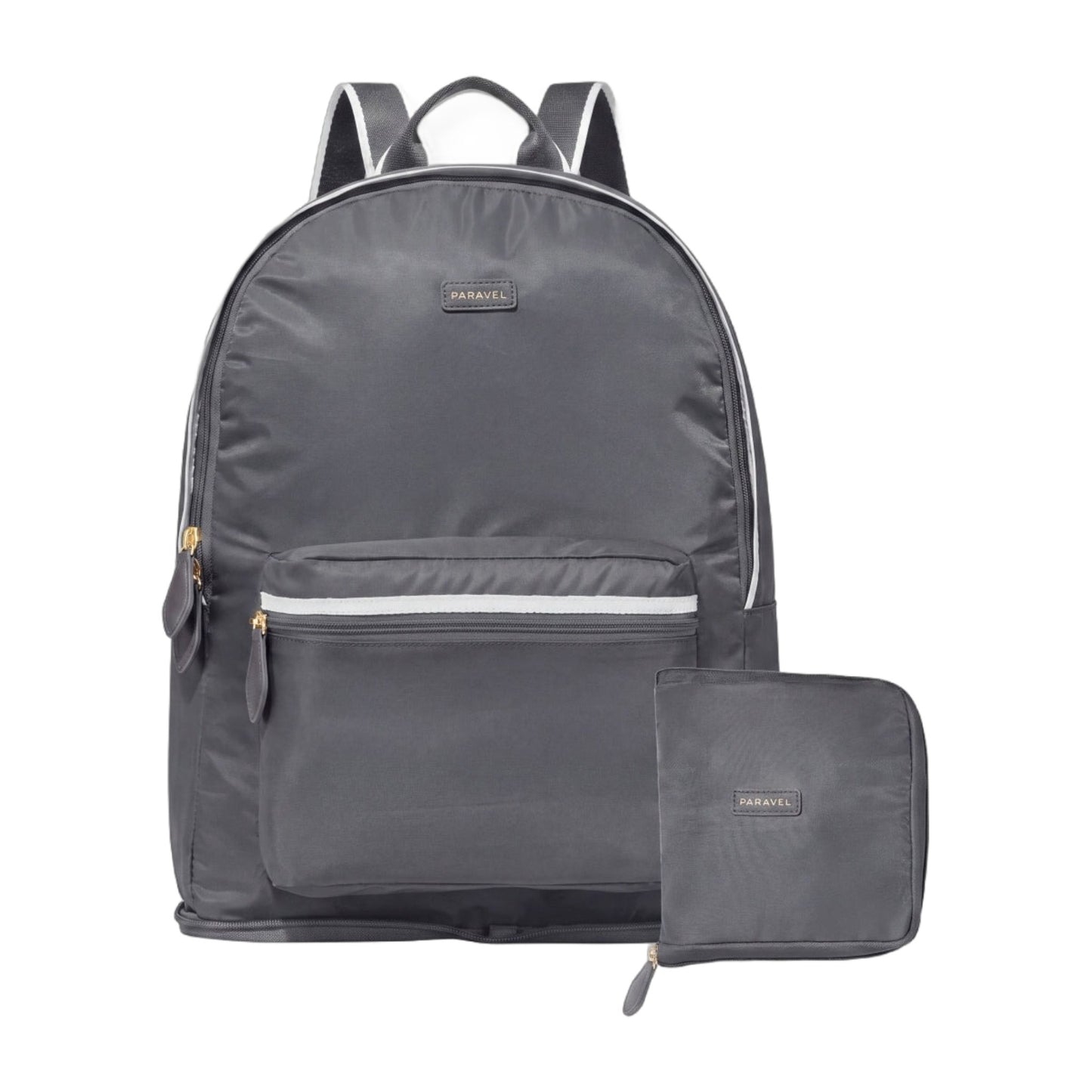 Paravel Fold-Up Backpack Flatiron Grey Lightweight Packable Recycled Travel Bag