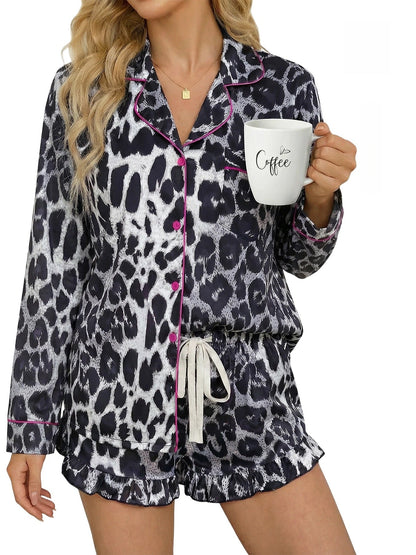 Women’s Milk Silk Leopard Print Pajama Set