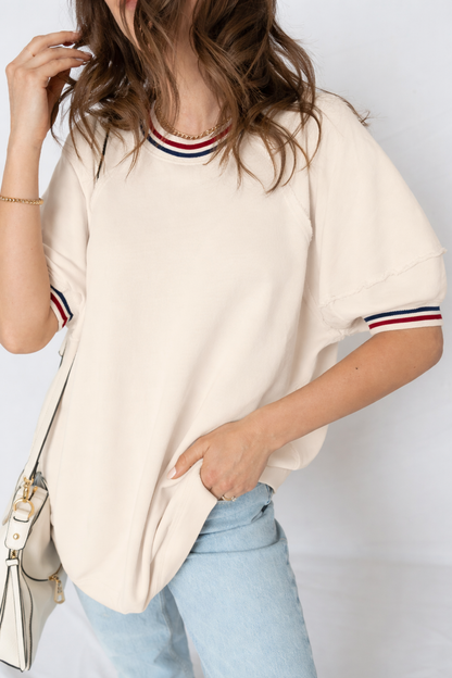 Threaded Pear Haisley Sleeve Loose Tunic Top