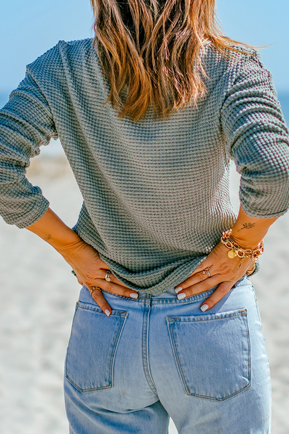 Threaded Pear Avery Knit Drop Shoulder Long Sleeve Top