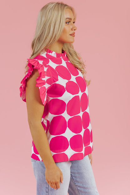 Threaded Pear Loretta Bubblegum Pattern Frilled Top