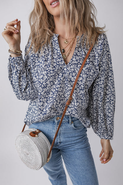 Threaded Pear Amelie Notched Puff Sleeve Blouse