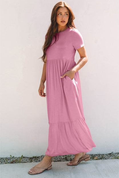 Threaded Pear Nala T-shirt High Waist Pocketed Long Dress