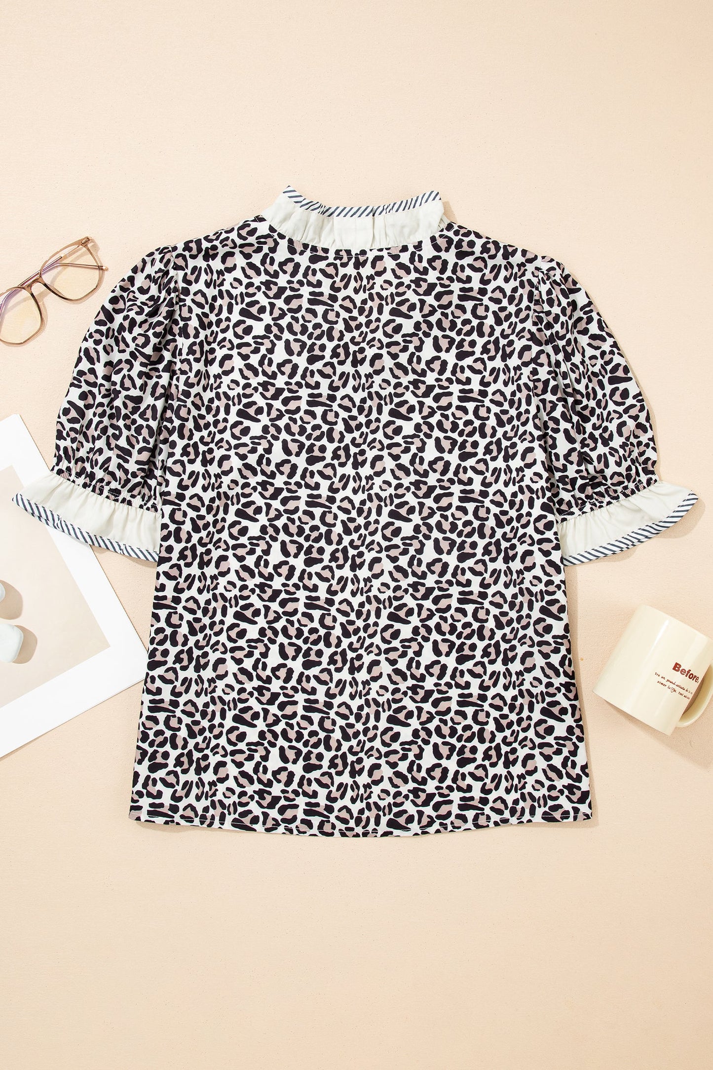 Threaded Pear Lena Trim Short Sleeve Blouse