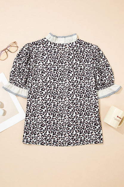 Threaded Pear Lena Trim Short Sleeve Blouse