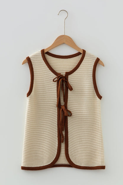 Threaded Pear Aaliyah Trim Ties Front Sweater