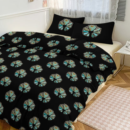 Turquoise Naja Design 3-Piece Bedding Set (1 Duvet Cover + 2 Pillow Shams) – 102"×90"