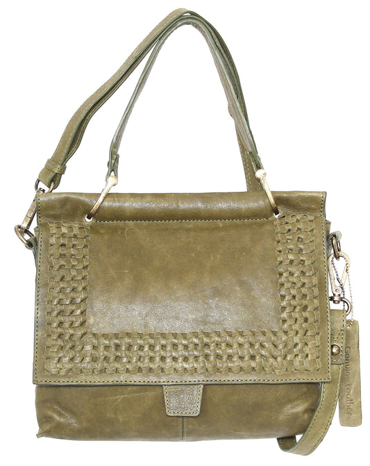 Alexis Leather Satchel in Moss