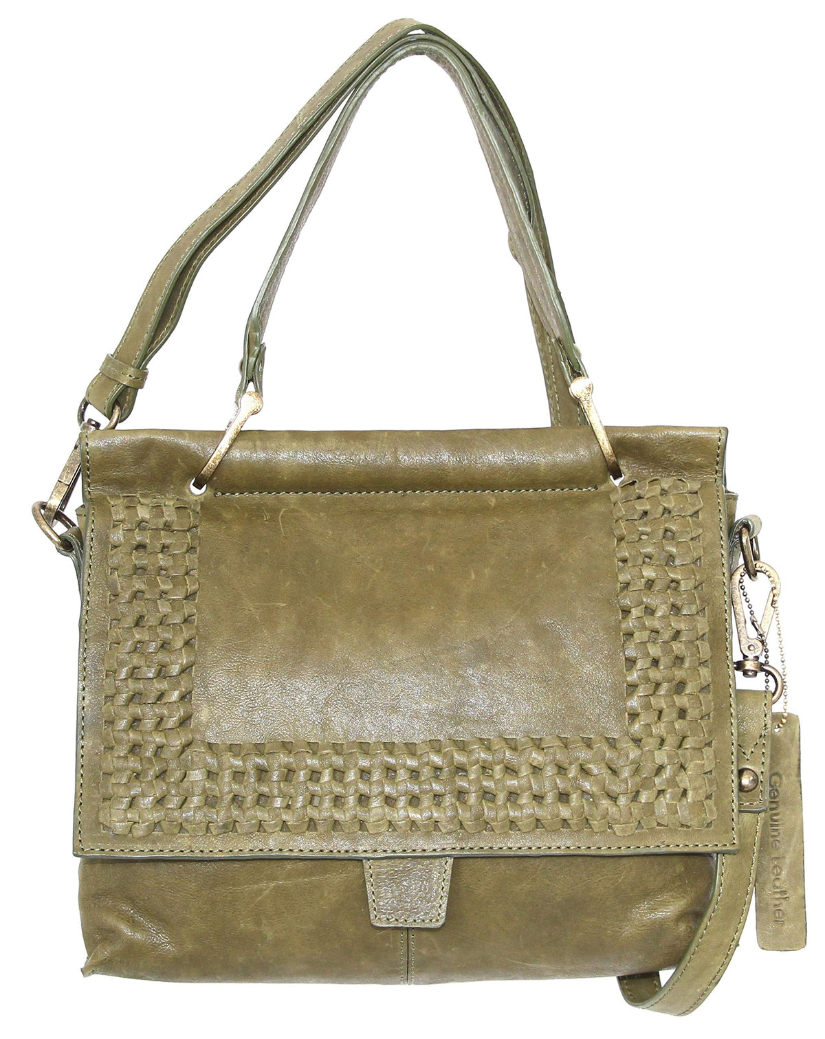 Nino Bossi Alexis Leather Satchel - Moss