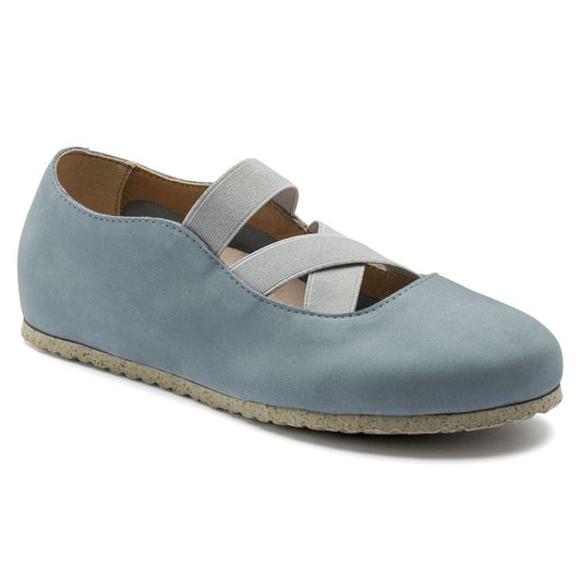 Birkenstock Women's Santa Ana Nubuck Leather Lead Lavender Ballet Flat