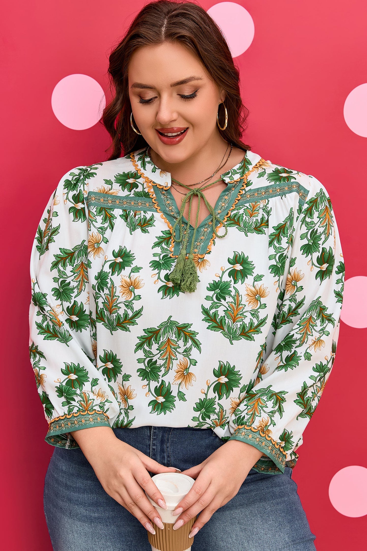 Threaded Pear Kira 3 4 Sleeve PLUS Blouse