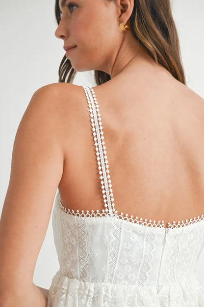 MABLE Eyelet Lace Babydoll Mini Cami Dress