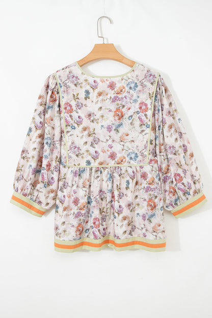 Threaded Pear Andi Striped Detail Babydoll PLUS Blouse