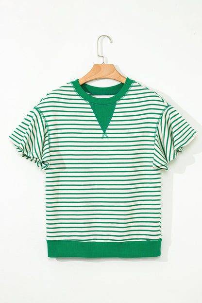 Threaded Pear Sol Ruffle Short Sleeve Top