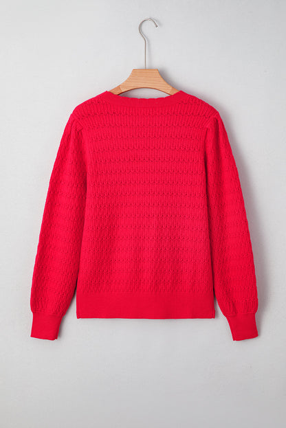 Threaded Pear Kay Knit Ribbed Cuffs Crew Neck Sweater
