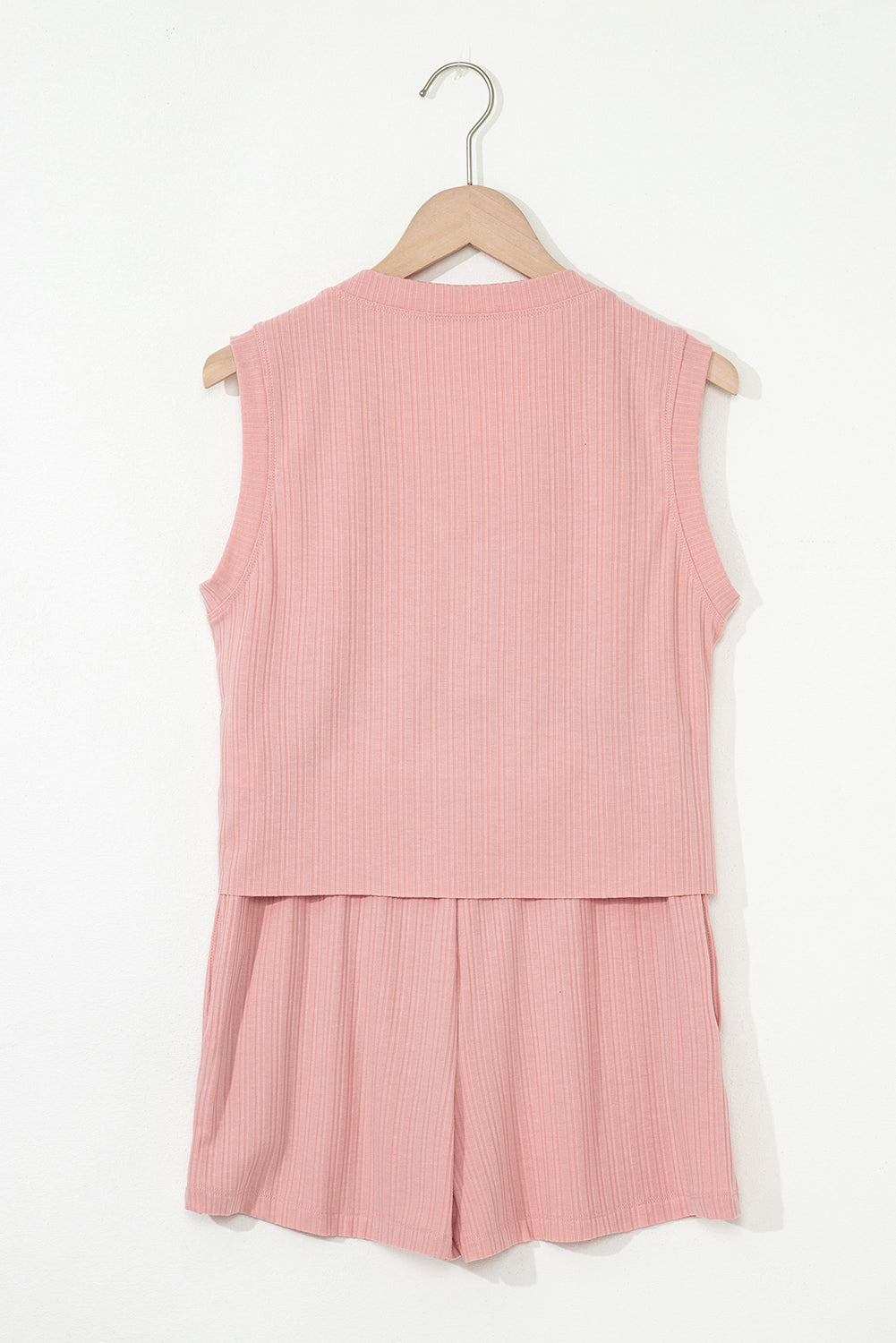 Threaded Pear Linda Ribbed Button V Neck Set