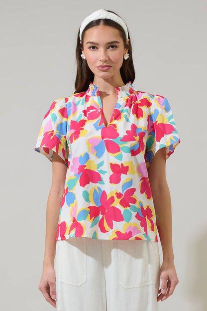 Yani Floral Barcy Smocked Top