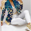 Blue Butterfly White Pants