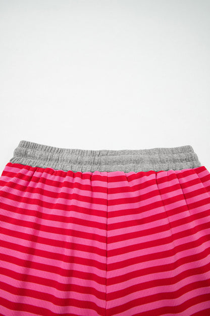 Threaded Pear Ocean Waist Casual Ribbed Shorts
