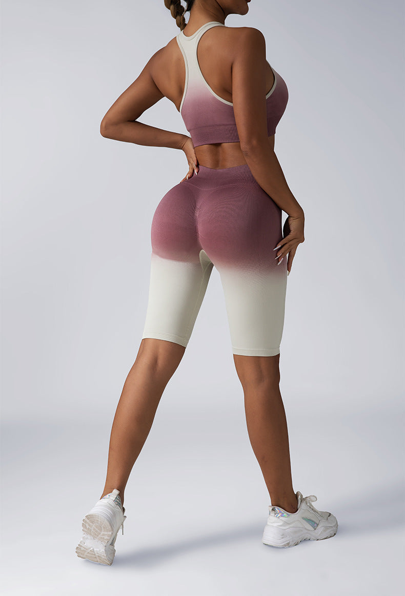 Seamless Women's Activewear Sets – 2-Piece Crop Top & High Waist Shorts/Leggings