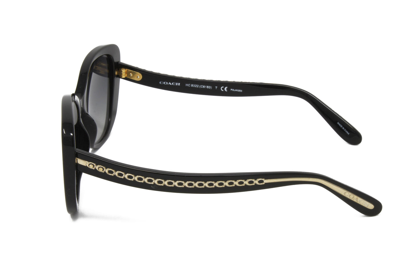 Coach Women's Sunglasses HC8322 5002T3 Black Polarized Lens 54mm