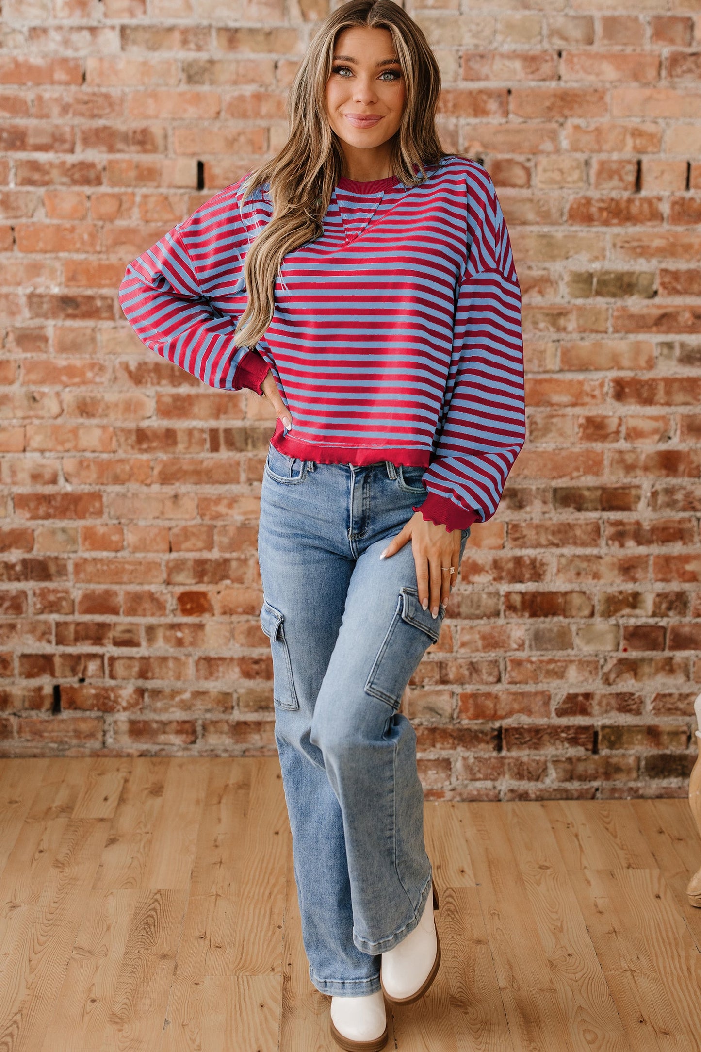 Threaded Pear Zuri Ribbed Trim Oversize Sweatshirt