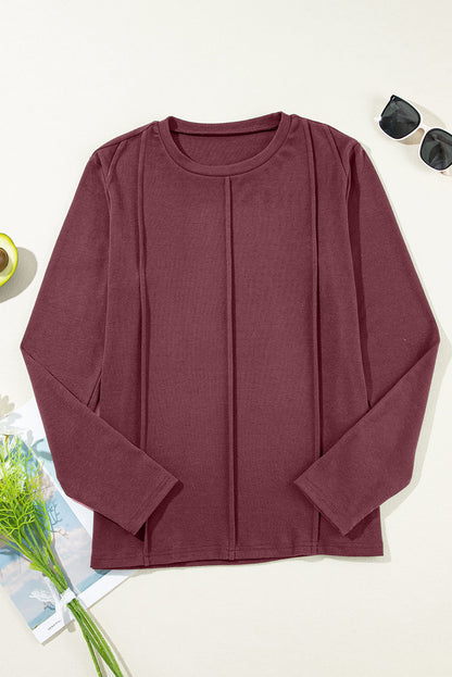 Threaded Pear Judith Solid Exposed Seam Long Sleeve Top
