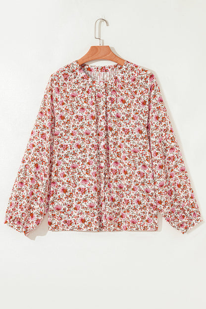 Threaded Pear Carter Notched Puff Sleeve Blouse