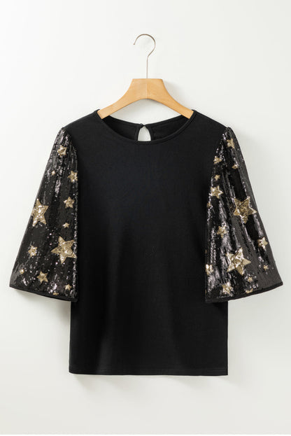 Threaded Pear Lara Splicing Half Sleeve Top
