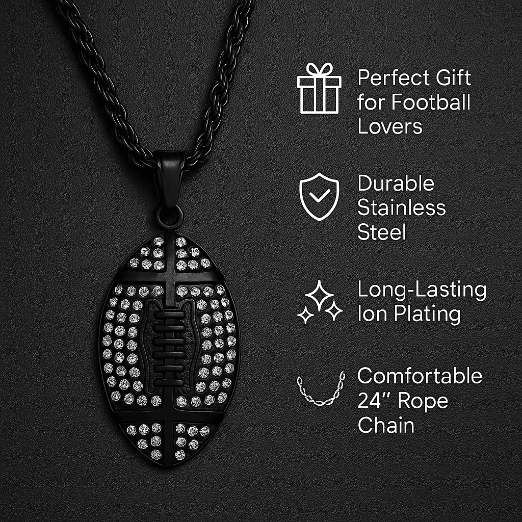 Steeltime 18k Gold Plated Football Necklace