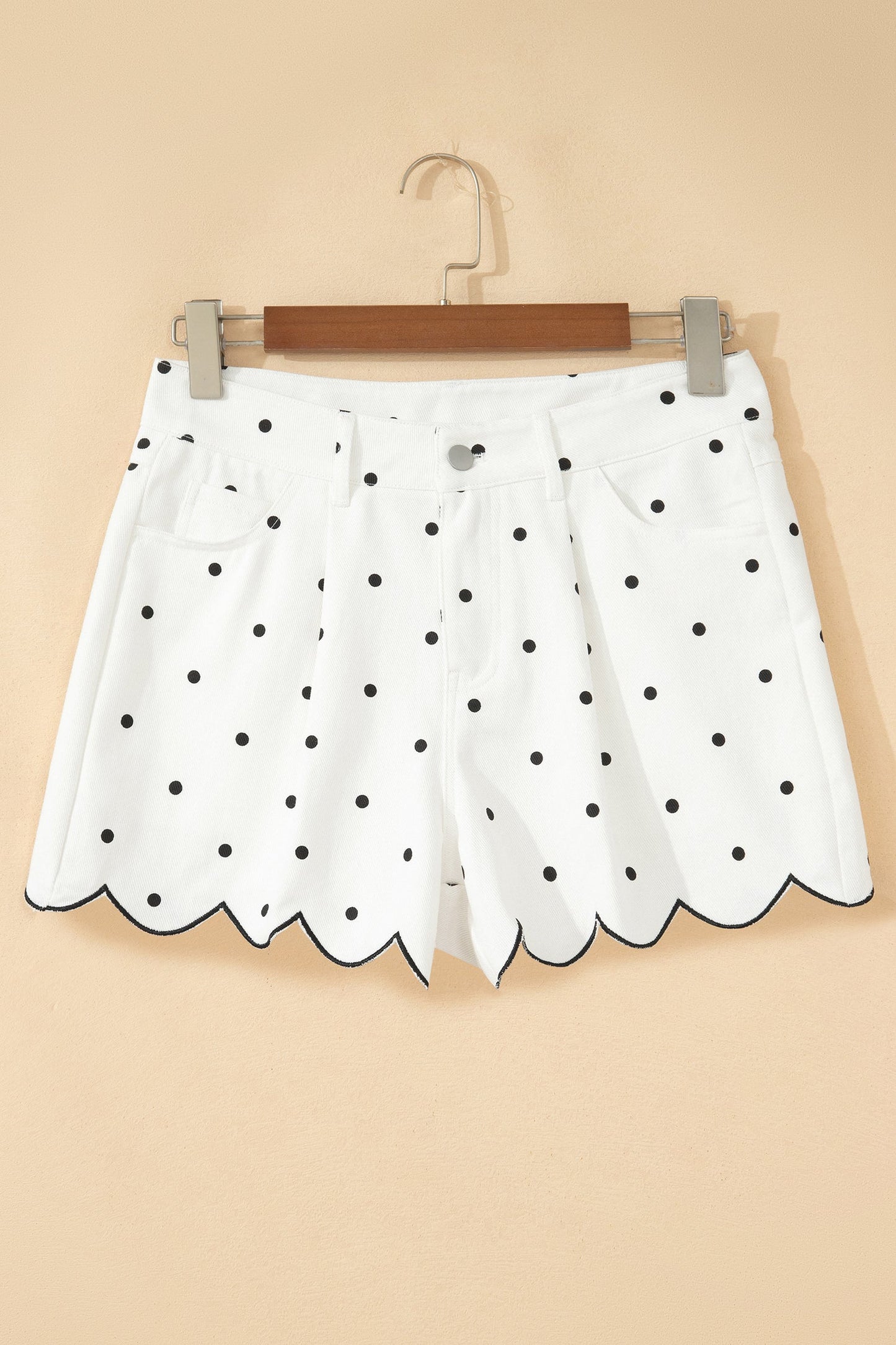 Threaded Pear Elise Embroidered Scallop Hem Shorts