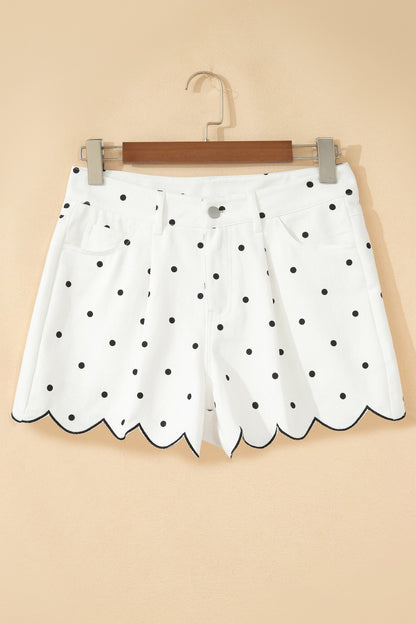 Threaded Pear Elise Embroidered Scallop Hem Shorts