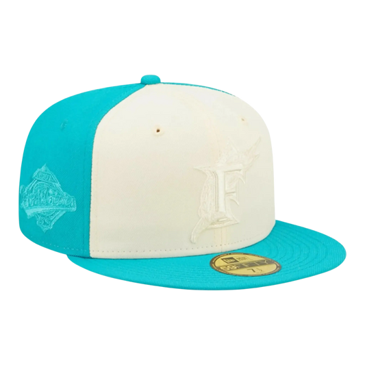 New Era Florida Marlins Tonal 2-Tone Men Fitted Hat Teal
