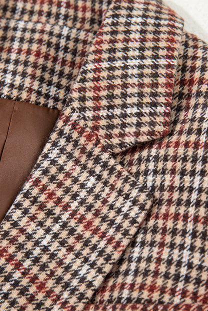 Threaded Pear Aria Houndstooth Lapel Collar Blazer