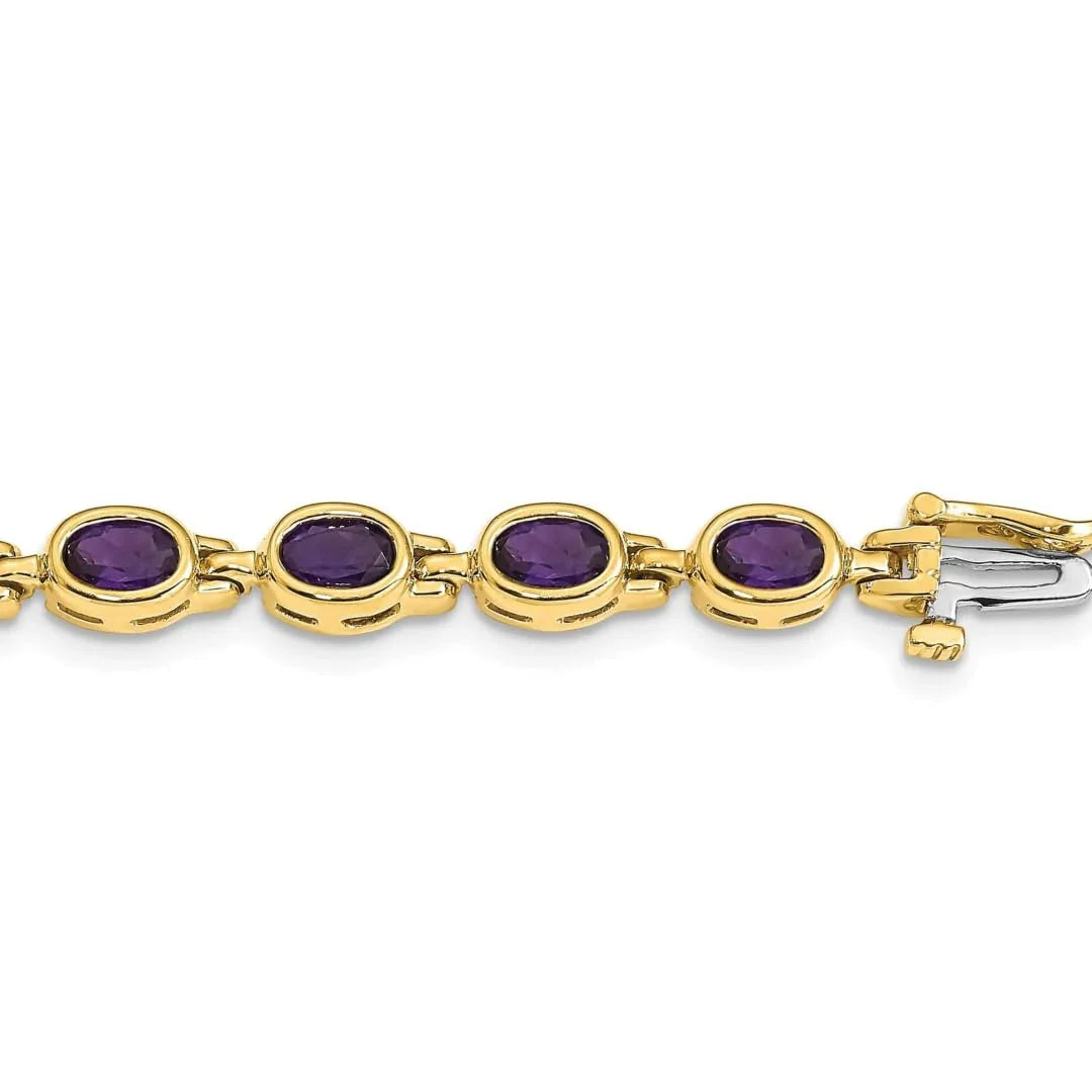 Genuine Amethyst 14K Yellow Gold Bracelet