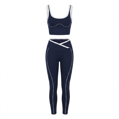 Contrast Binding V-Waist Activewear Set