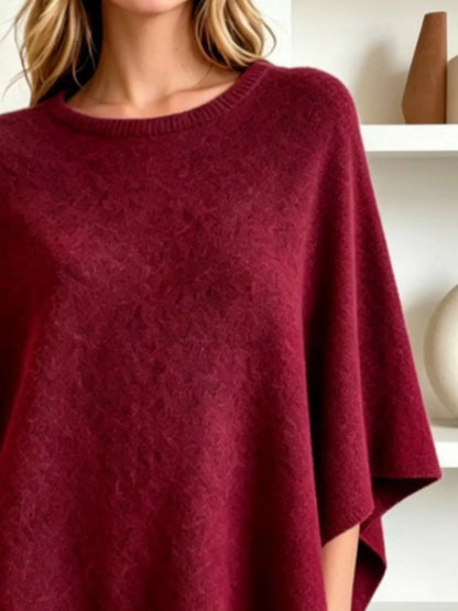 Asymmetrical Hem Knit Poncho