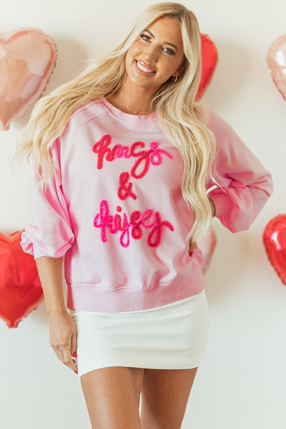Threaded Pear Emery Embroidered Raglan Sleeve Sweatshirt