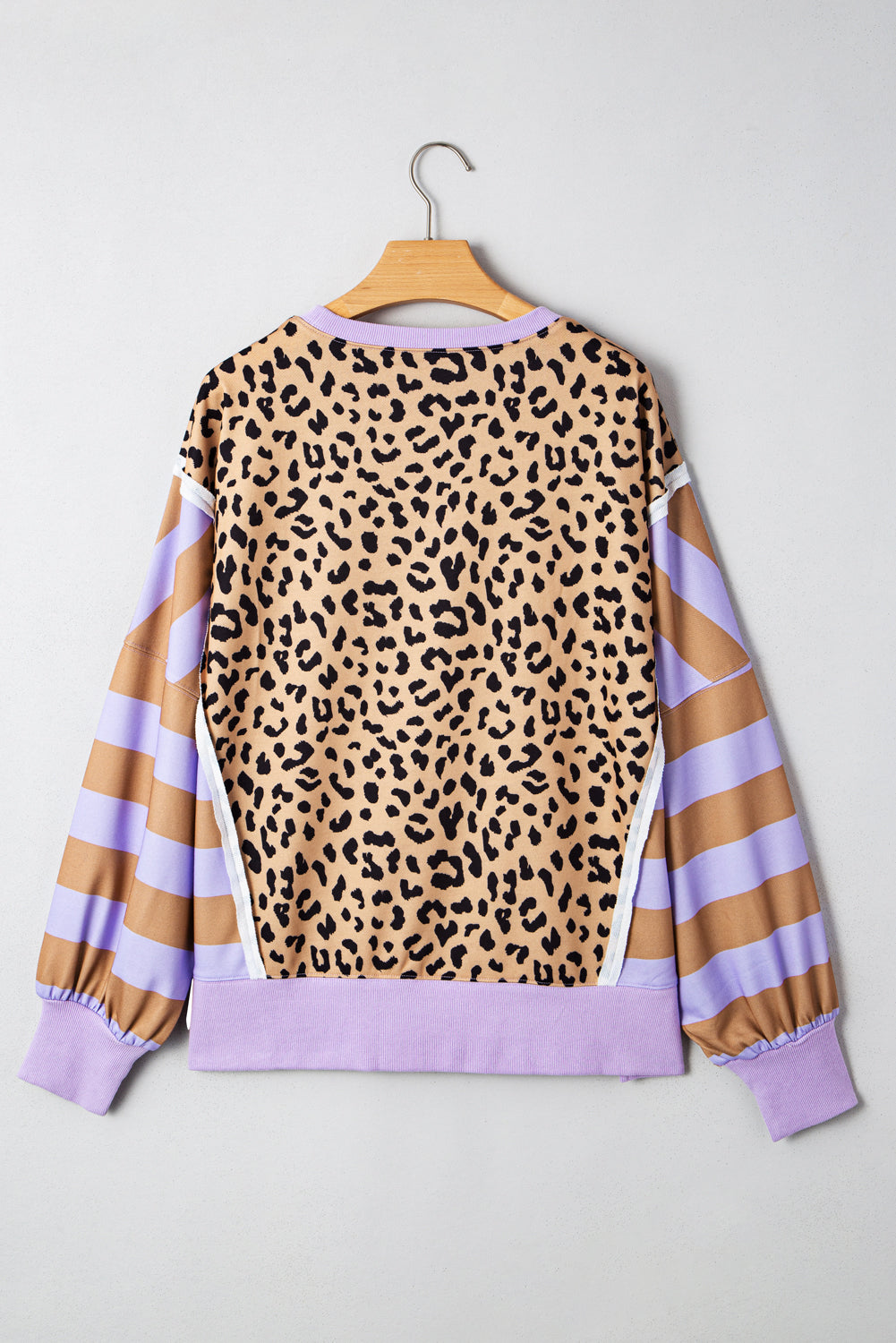 Threaded Pear Olivia Stripe Leopard Casual Sweatshirt
