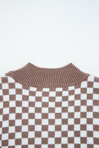 Threaded Pear Mckinley Trim Checkerboard Knit Sweater