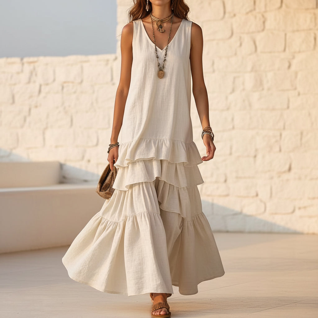 Women's Ice Silk Sleeveless Loose Maxi Dress – 6 Colors S–5XL