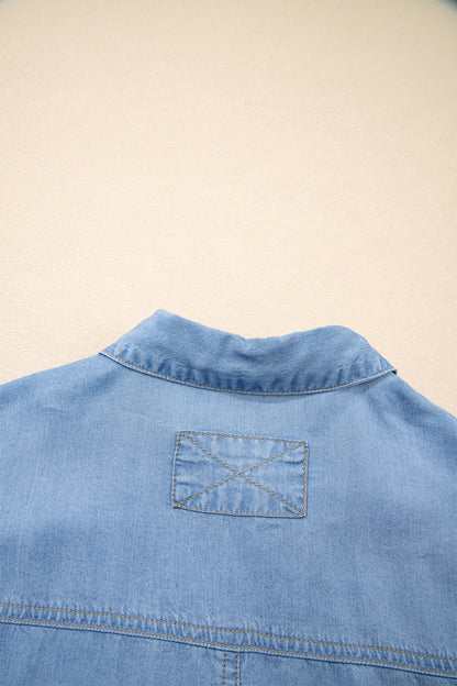 Threaded Pear Daphne High Low Chambray Shirt