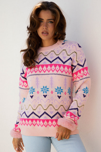 Threaded Pear Kayaetta Knit Feather Cuffed Sweater