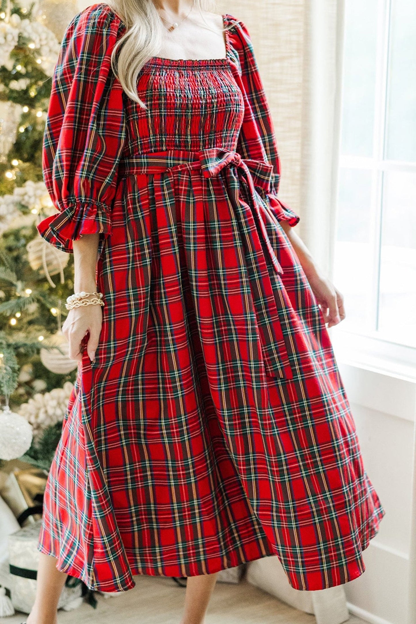 Threaded Pear Jazmin Waist Flared Midi Dress